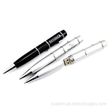 Logo Engraved Pen USB Flash Drive / Pen Thumb Drive with Si